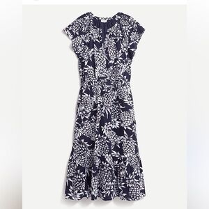 J Crew Factory midi dress Navy & White Pineapple